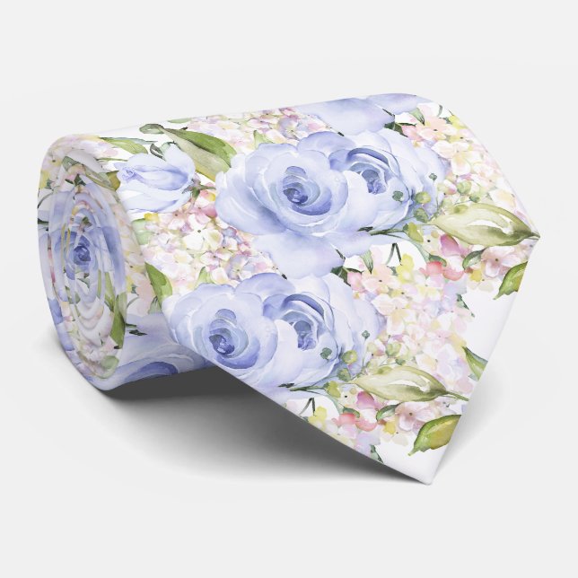 PixDezines H2 Sommar Blå Hyacint Rosor Hortensia Slips (Rullad)
