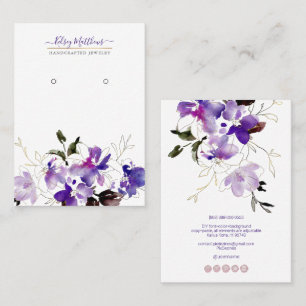 PixDezines H2 Sweetpeas Violet Lila Earrings Visitkort