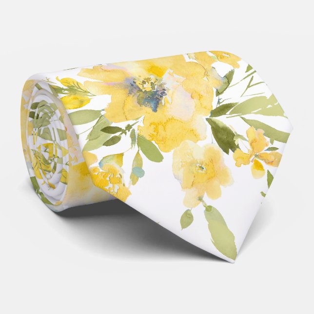 PixDezines H2 Vårblommor Gula Blå Rosor Slips (Rullad)