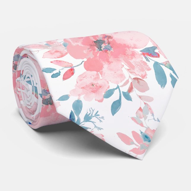 PixDezines H2 Vårblommor Rosa Blå Slips (Rullad)