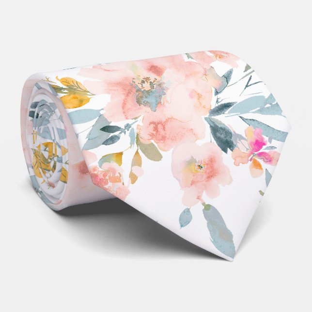 PixDezines H2 Vårblommor Rosablå Slips (Rullad)