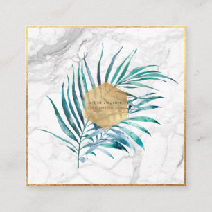 PixDezines HANDFLATAN FRONDS, FAUX GULD+MARBLE Fyrkantigt Visitkort