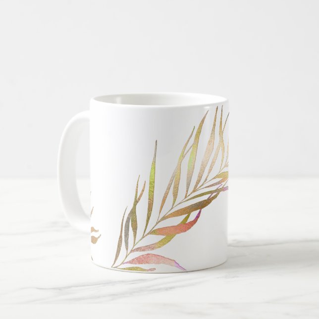 PIXDEZINES HANDFLATAN FRONDS FAUX METALLIC KAFFEMUGG (Framsida vänster)