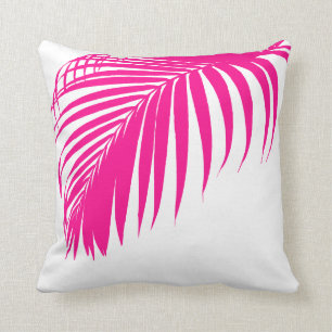 PixDezines Handflatan Fronds/Shock rosa/White Kudde