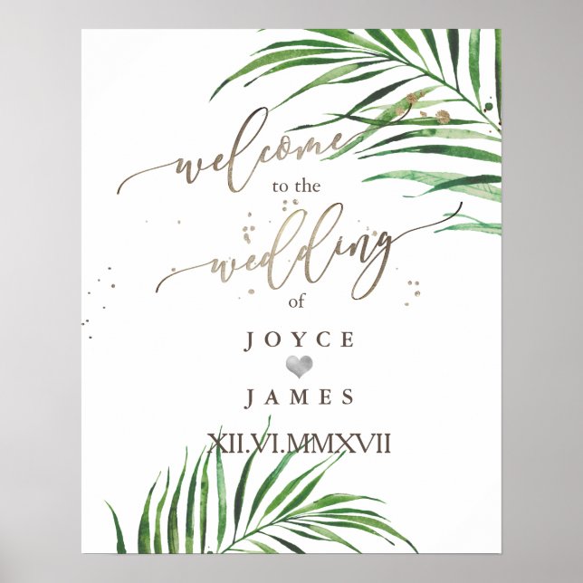 PixDezines HANDFLATAN FRONDS WELCOME SIGN Poster (Framsidan)