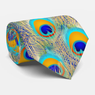 PixDezines Handritad Vektor Påfågel/Koboltblå Slips
