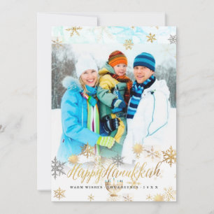 PixDezines Hannukkah/snöflingor+marble Julkort