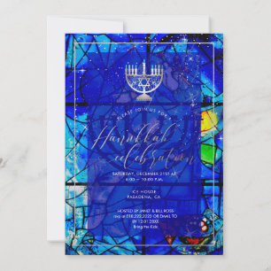 PixDezines Hanukkah Firande, färgat glas Inbjudningar