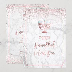 PixDezines Hanukkah Firande, Ro Guld+Marble Inbjudningar