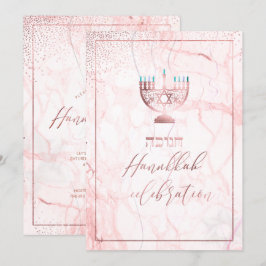 PixDezines Hanukkah Firande, Ro Guld+Marble Inbjudningar