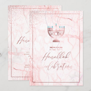 PixDezines Hanukkah Firande, Ro Guld+Marble Inbjudningar