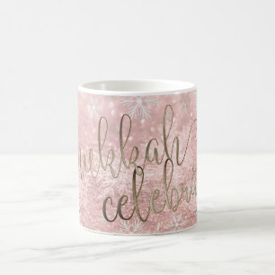 PixDezines Hanukkah, Ro Guld Snö Bokeh Kaffemugg