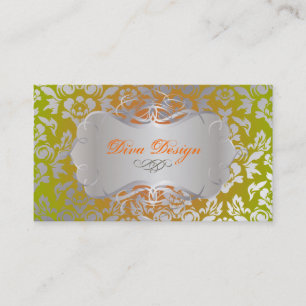 PixDezines Haute Coutour Damask, Fals Silver Visitkort