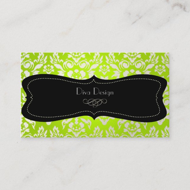 PixDezines Haute Coutour Damask, Faux Pearl Visitkort (Framsida)