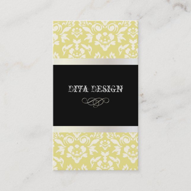PixDezines Haute Coutour Damask, Faux Pearl Visitkort (Framsida)