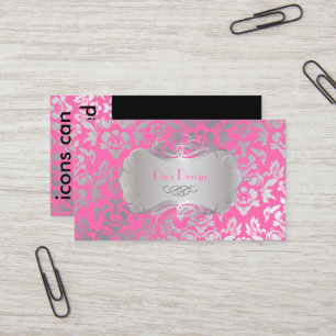 PixDezines Haute Coutour Damask, Faux Silver/DIY Visitkort