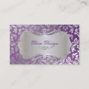 PixDezines Haute Coutour Damask, Faux Silver Visitkort