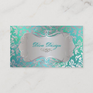 PixDezines Haute Coutour Damask, Faux Silver Visitkort