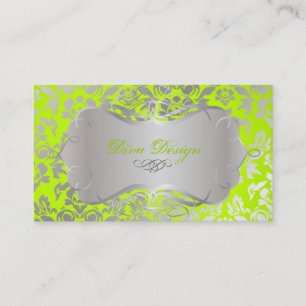 PixDezines Haute Coutour Damask, Faux Silver Visitkort