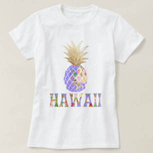 PixDezines Hawaii, Aloha Pineapple/Faux Guld Tee Shirt