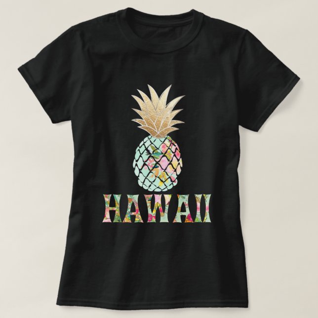 PixDezines Hawaii, Aloha Pineapple/Faux Guld Tröja (Design framsida)