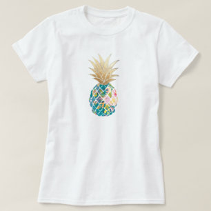 PixDezines Hawaii, Aloha Teal Pineapple/Faux Guld Tröja
