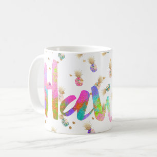 PixDezines Hawaii Lava Rainbow Aloha Pineapples Kaffemugg