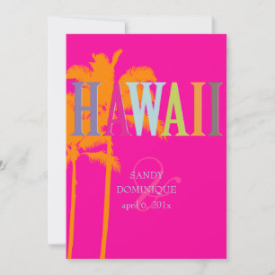 PixDezines hawaii+palmer/DIY bakgrundsfärg Inbjudningar
