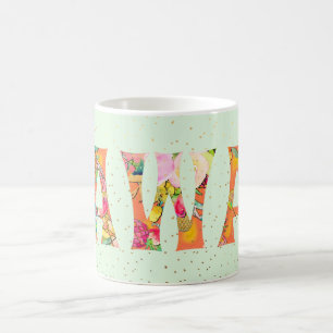 PixDezines Hawaii Pineapple Collage Watercolor Kaffemugg
