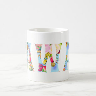 PixDezines Hawaii Pineapple Collage Watercolor Kaffemugg
