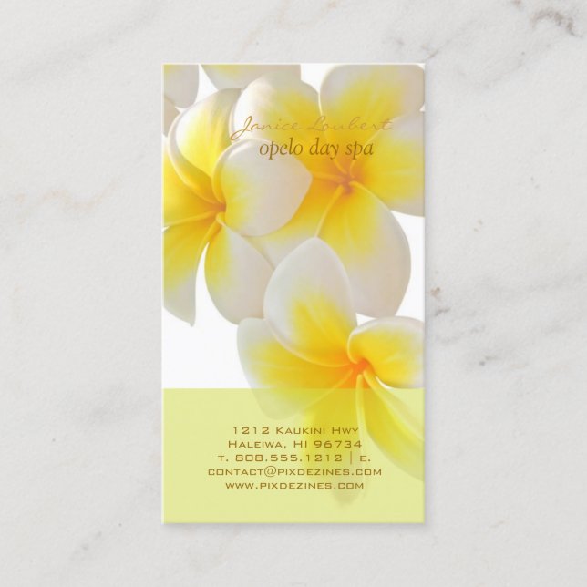 PixDezines Hawaii Plumeria Visitkort (Framsida)