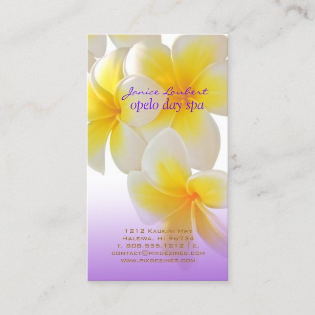PixDezines Hawaii Plumeria Visitkort (Framsida)