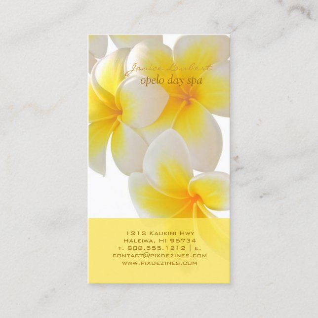 PixDezines Hawaii Plumeria Visitkort (Framsida)