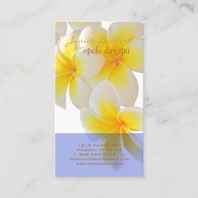 PixDezines Hawaii Plumeria Visitkort (Framsida)