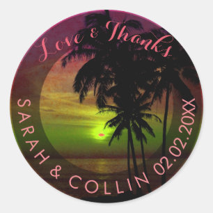 PixDezines hawaii sunset Runt Klistermärke