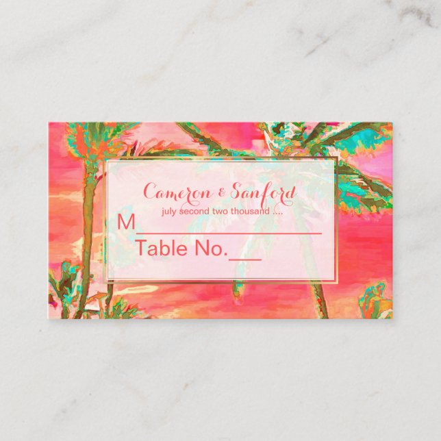 PixDezines Hawaiian Beach/Escort Cards Placeringskort (Framsida)