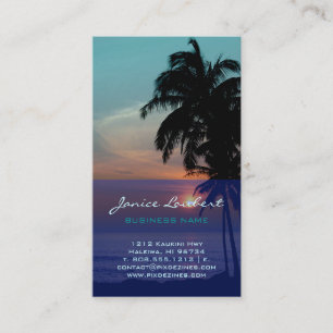 PixDezines Hawaiian Beach Sunset/Tropical Paradise Visitkort