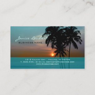 PixDezines Hawaiian Beach Sunset Visitkort