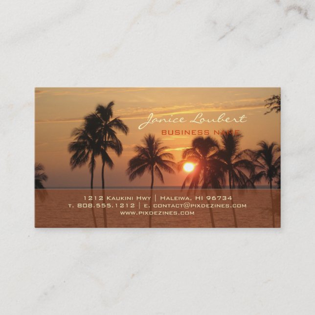 PixDezines Hawaiian Beach Sunset Visitkort (Framsida)