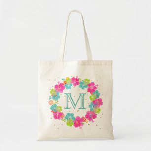 PixDezines Hawaiian Hibiscus Lei/Monogrammable Tygkasse