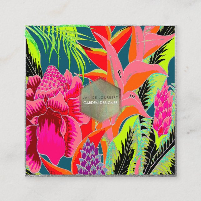 PixDezines Hawaiian Jungle 3 - DIY Background Fyrkantigt Visitkort (Framsida)