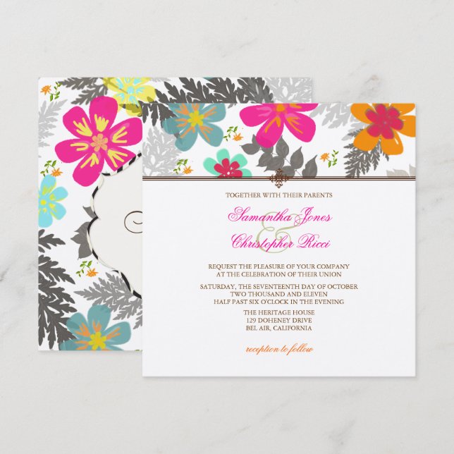 PixDezines hawaiian jungle/DIY-bakgrund färg Inbjudningar (Fram/baksida)