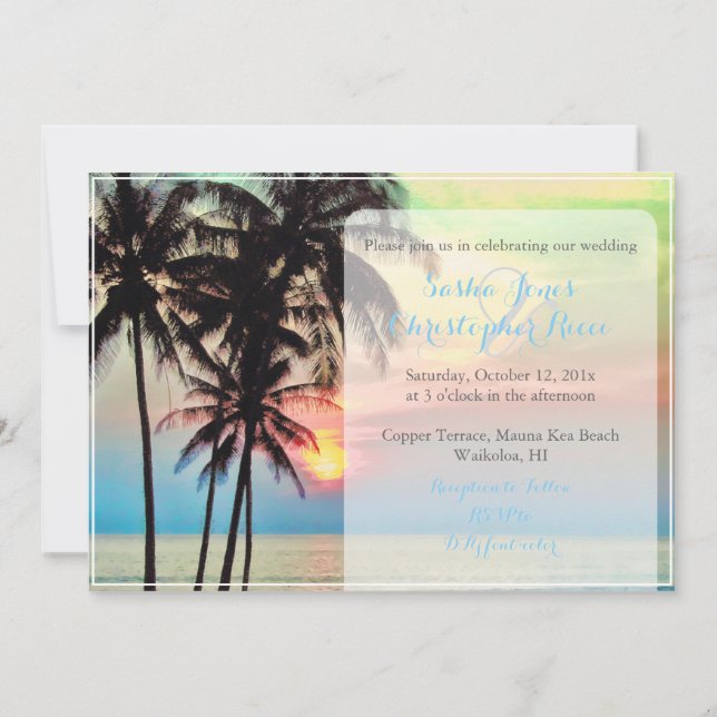 PixDezines hawaiian sunset strand/fantasy Inbjudningar (Baksida)