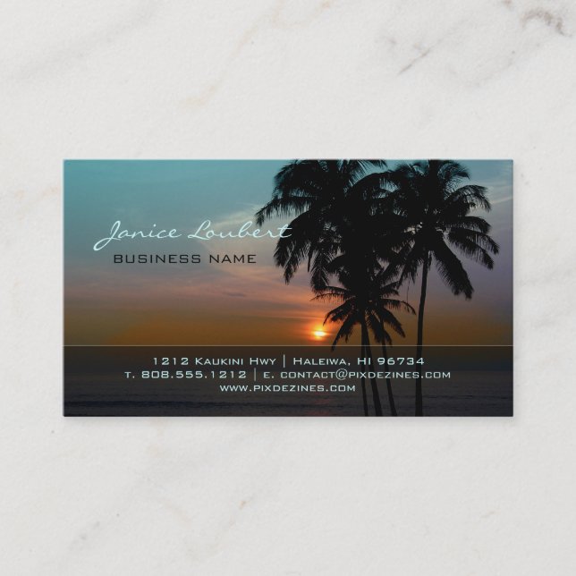 PixDezines hawaiianskt solnedgångsstrand Visitkort (Framsida)