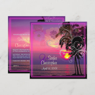 PixDezines HAWAIISK SOLNEDGÅNG/STRAND/LUAU/VIRVLAR Inbjudningar