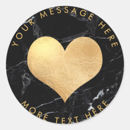 PixDezines HEART FAUX GULD+MARBLE Runt Klistermärke