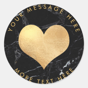 PixDezines HEART FAUX GULD+MARBLE Runt Klistermärke