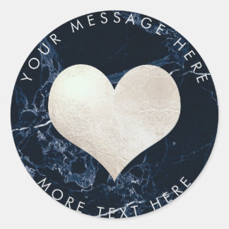 PixDezines HEART FAUX SILVER+BLUE MARBLE Runt Klistermärke