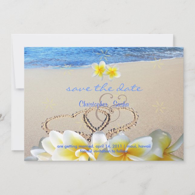 PixDezines Hearts+Plumeria i Sand Spara Datumet (Framsida)