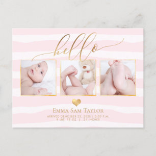 PixDezines Hej Birth Notice/Rand Meddelande Vykort